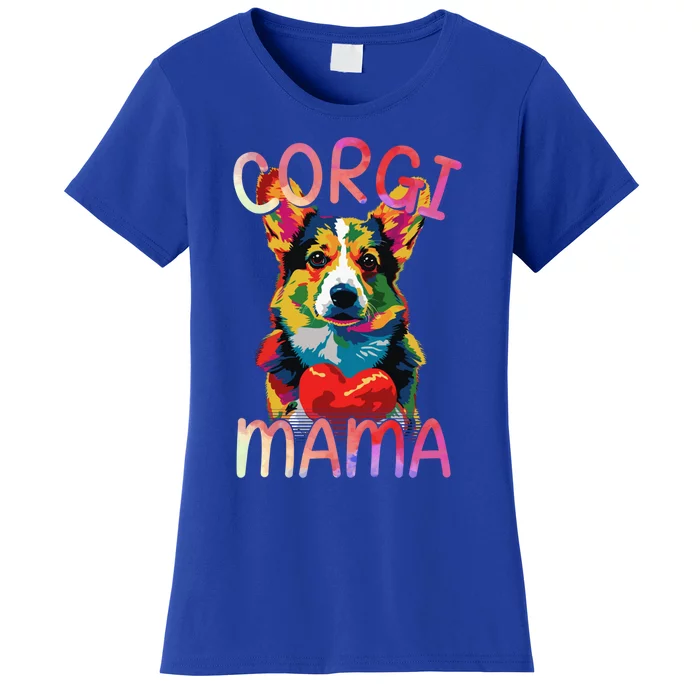 Pembroke Welsh Corgi Lover Mama Pop Art Corgi Mom Funny Gift Women's T-Shirt