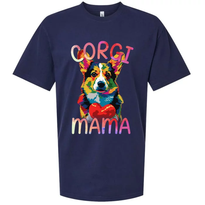 Pembroke Welsh Corgi Lover Mama Pop Art Corgi Mom Funny Gift Sueded Cloud Jersey T-Shirt