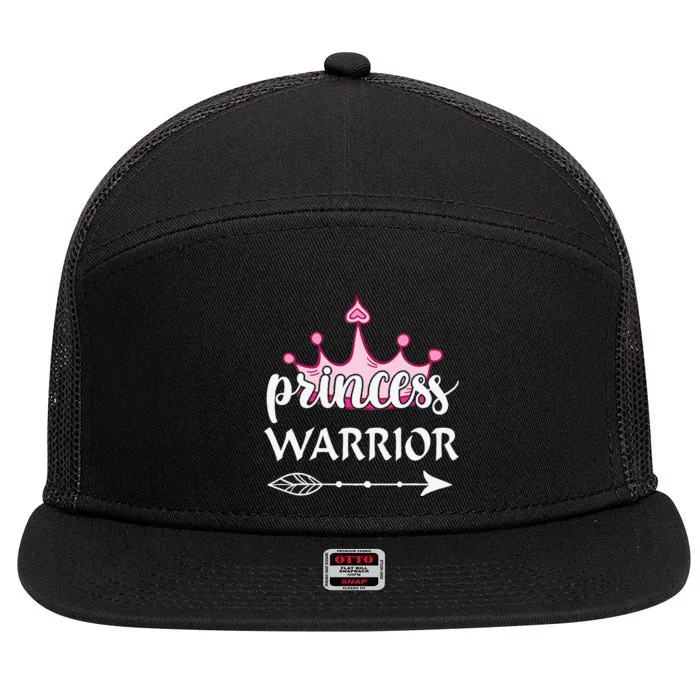 Princess Warrior Crown Pink Breast Cancer Awareness Fighting 7 Panel Mesh Trucker Snapback Hat