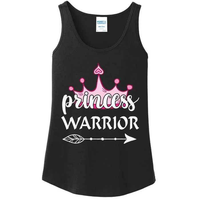 Princess Warrior Crown Pink Breast Cancer Awareness Fighting Ladies Essential Tank