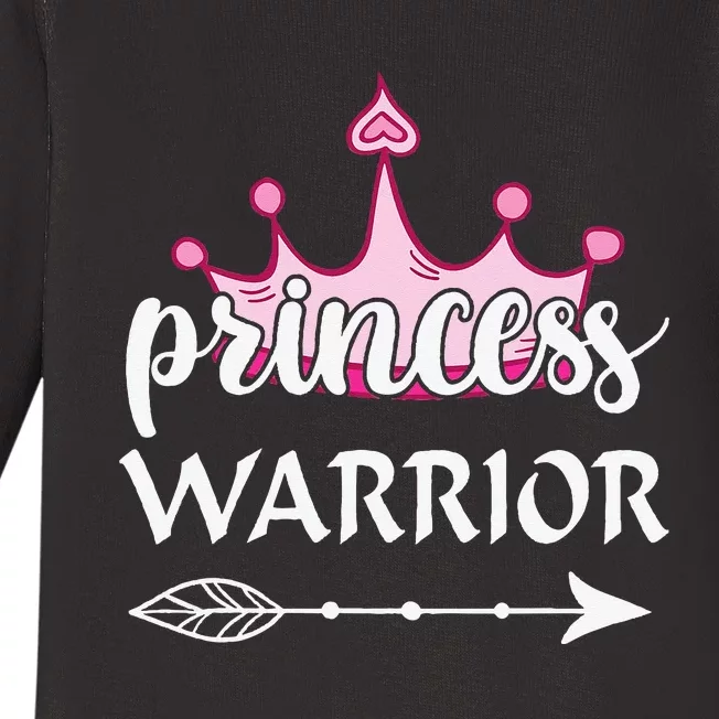 Princess Warrior Crown Pink Breast Cancer Awareness Fighting Baby Long Sleeve Bodysuit