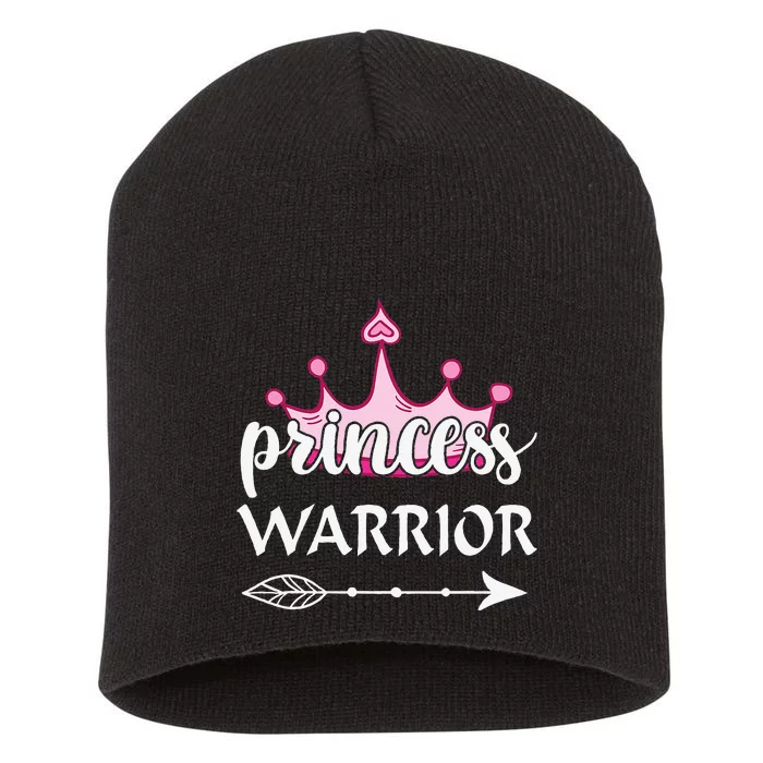 Princess Warrior Crown Pink Breast Cancer Awareness Fighting Short Acrylic Beanie