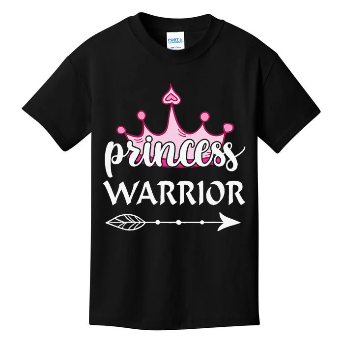 Princess Warrior Crown Pink Breast Cancer Awareness Fighting Kids T-Shirt