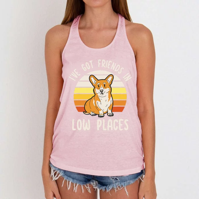 Pembroke Welsh Corgi Dog I've Got Friends In Low Places Women's Knotted Racerback Tank