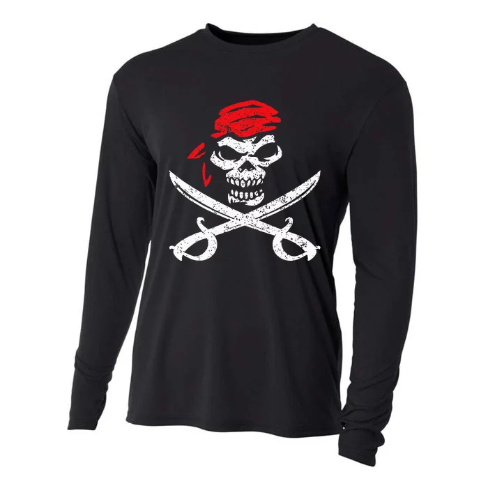 Pirate With Crossbones & Eye Patch Skull Cooling Performance Long Sleeve Crew