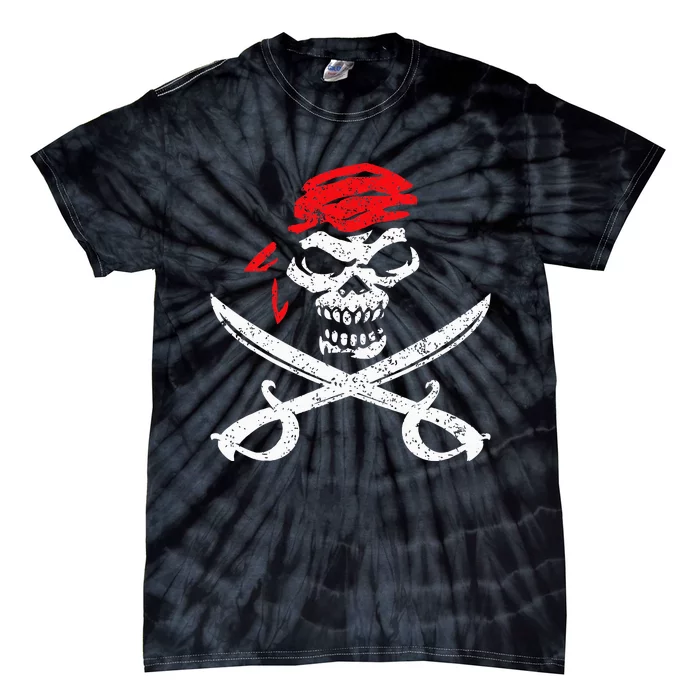 Pirate With Crossbones & Eye Patch Skull Tie-Dye T-Shirt