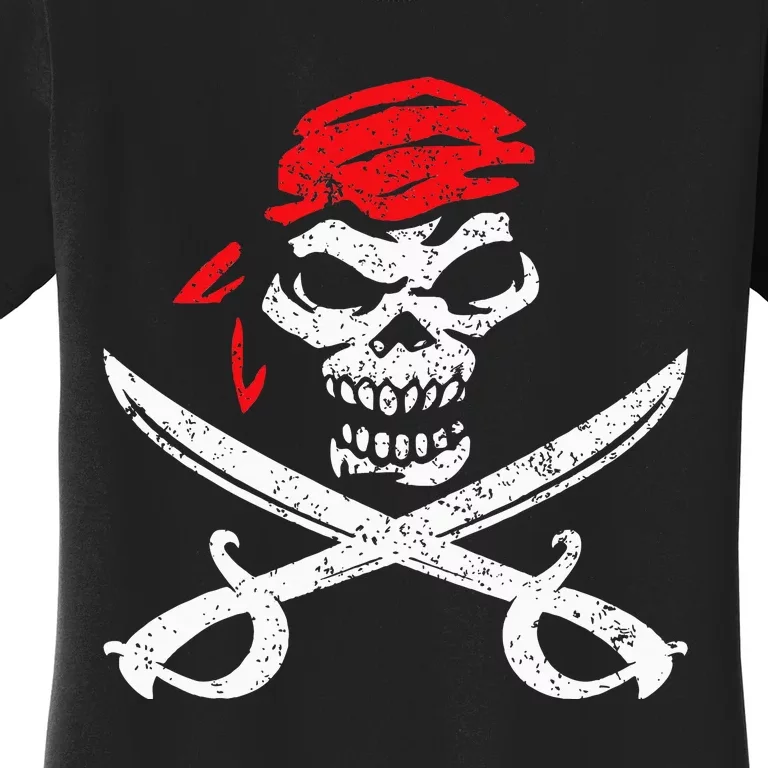 Pirate With Crossbones & Eye Patch Skull Women's T-Shirt