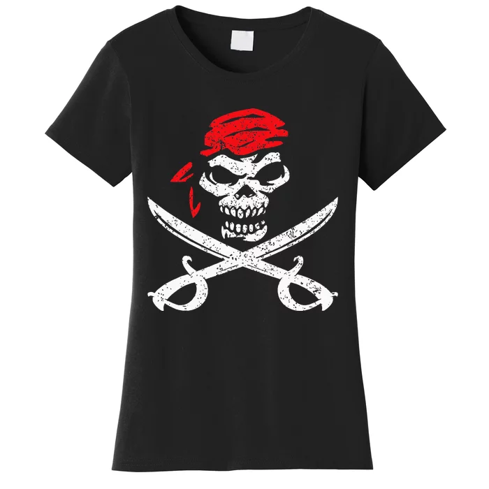 Pirate With Crossbones & Eye Patch Skull Women's T-Shirt