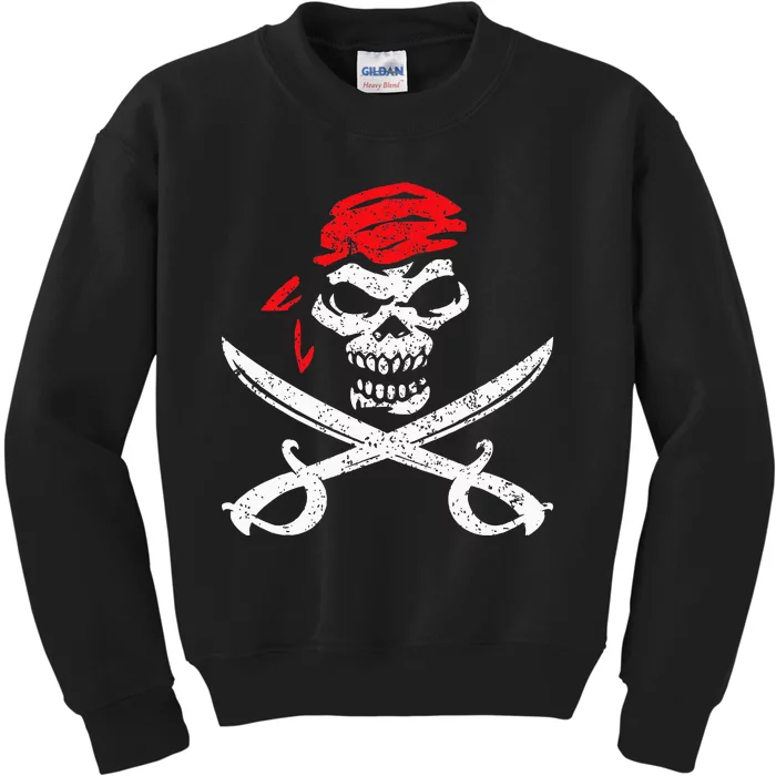 Pirate With Crossbones & Eye Patch Skull Kids Sweatshirt