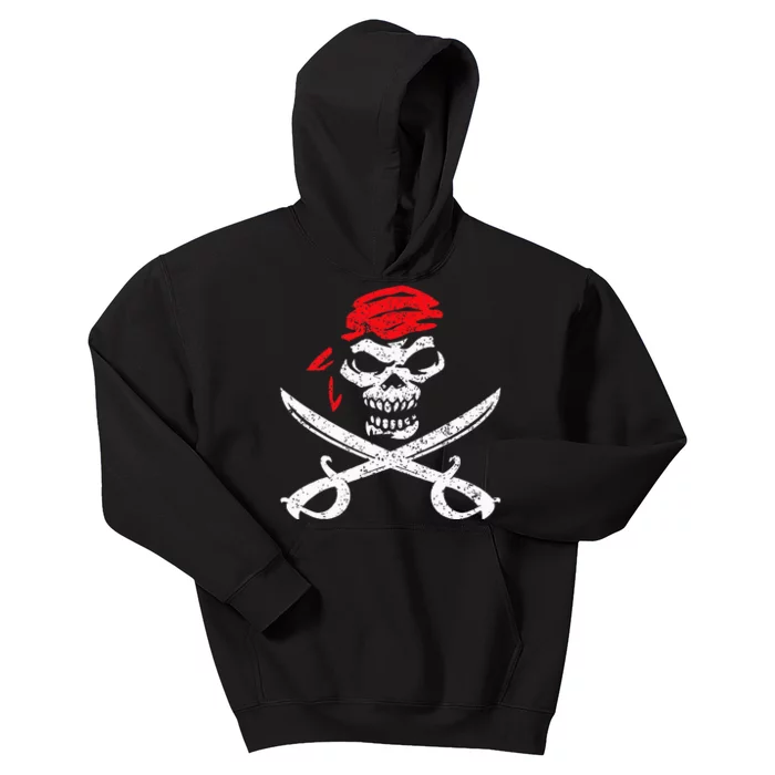 Pirate With Crossbones & Eye Patch Skull Kids Hoodie