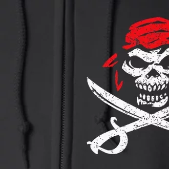 Pirate With Crossbones & Eye Patch Skull Full Zip Hoodie