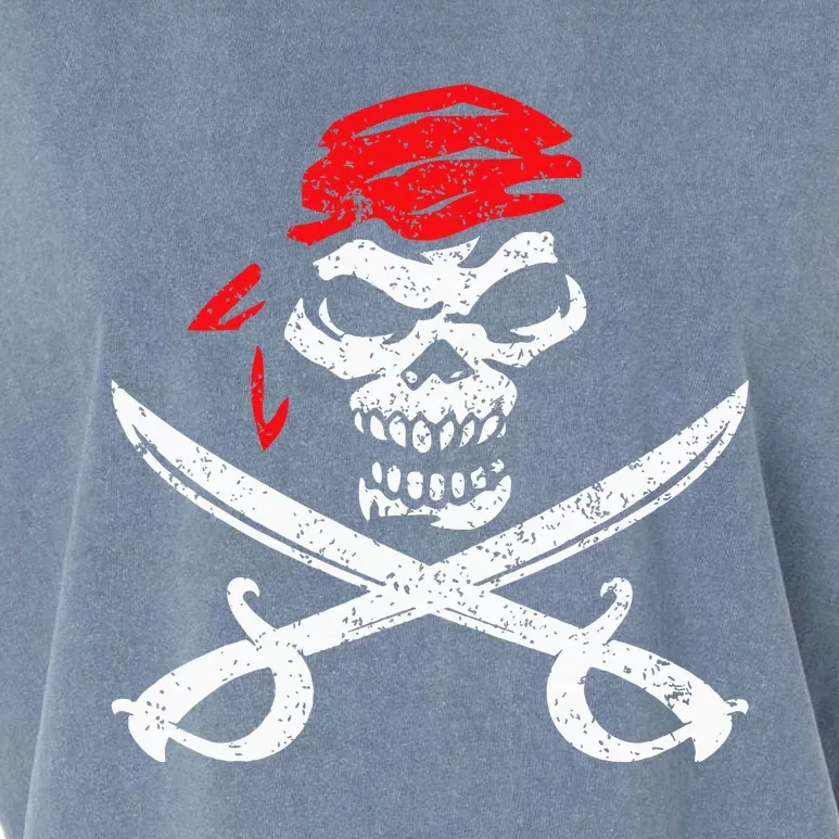 Pirate With Crossbones & Eye Patch Skull Garment-Dyed Women's Muscle Tee