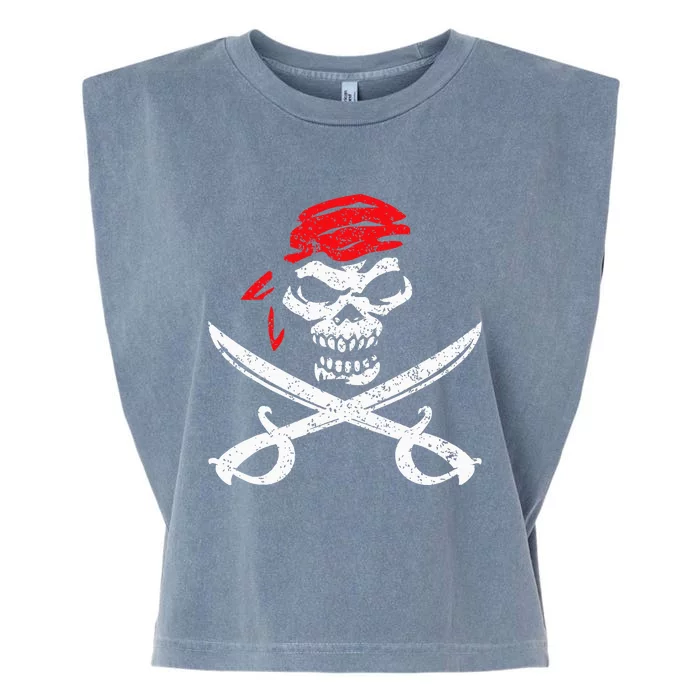 Pirate With Crossbones & Eye Patch Skull Garment-Dyed Women's Muscle Tee