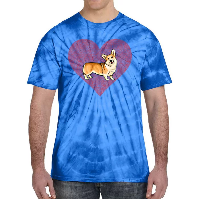 Pembroke Welsh Corgi Valentines Day Dog Love Fingerprint Gift Tie-Dye T-Shirt