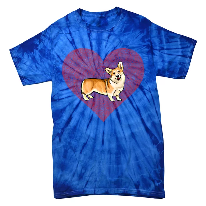 Pembroke Welsh Corgi Valentines Day Dog Love Fingerprint Gift Tie-Dye T-Shirt