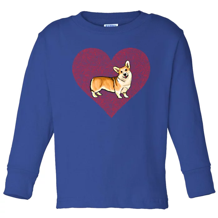 Pembroke Welsh Corgi Valentines Day Dog Love Fingerprint Gift Toddler Long Sleeve Shirt