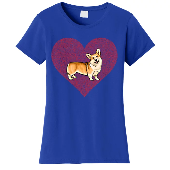 Pembroke Welsh Corgi Valentines Day Dog Love Fingerprint Gift Women's T-Shirt