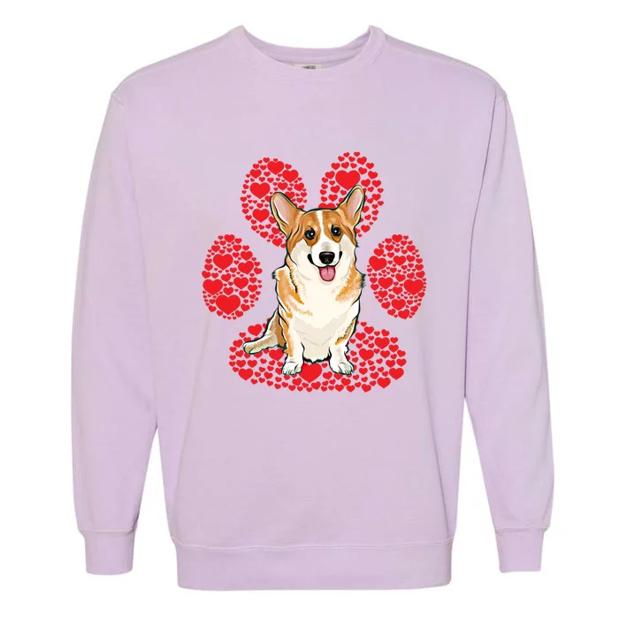 Pembroke Welsh Corgi Valentines Day Dog Love Paw Cute Gift Garment-Dyed Sweatshirt