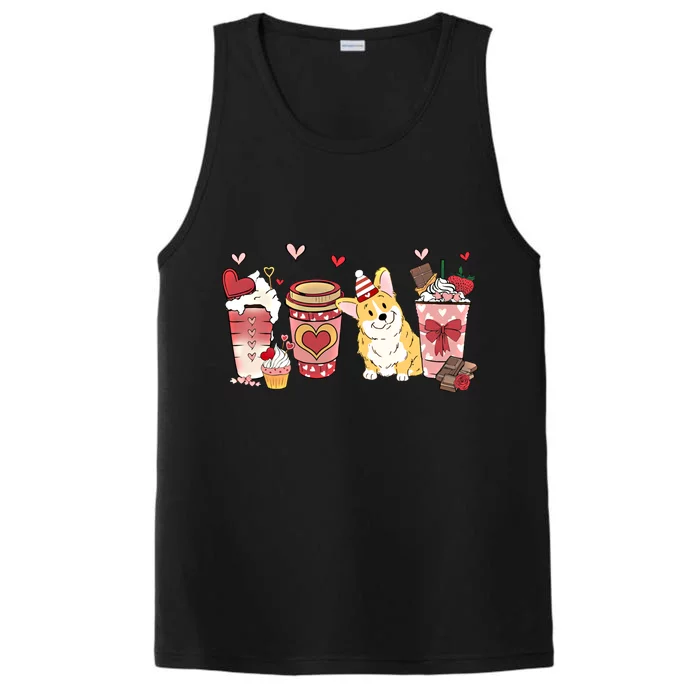 Pembroke Welsh Corgi Valentines Day Dog Mom Coffee Lovers Gift Performance Tank