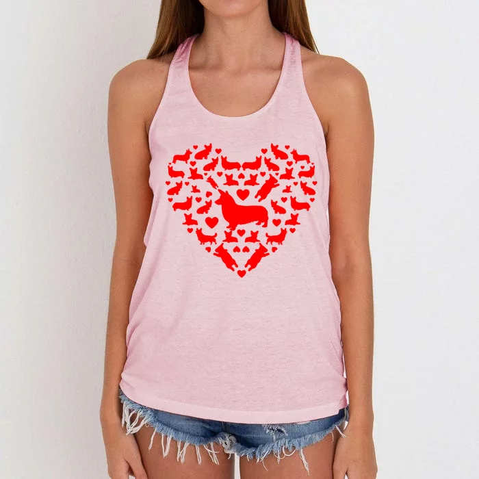 Pembroke Welsh Corgis Hearts Love Dog Lover Valentines Day Gift Women's Knotted Racerback Tank