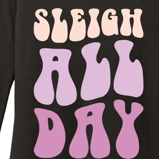 Pastel Winter Christmas Sleigh All Day Gift Womens CVC Long Sleeve Shirt