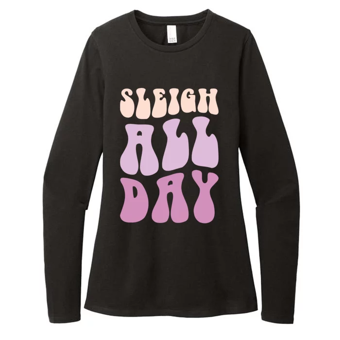 Pastel Winter Christmas Sleigh All Day Gift Womens CVC Long Sleeve Shirt