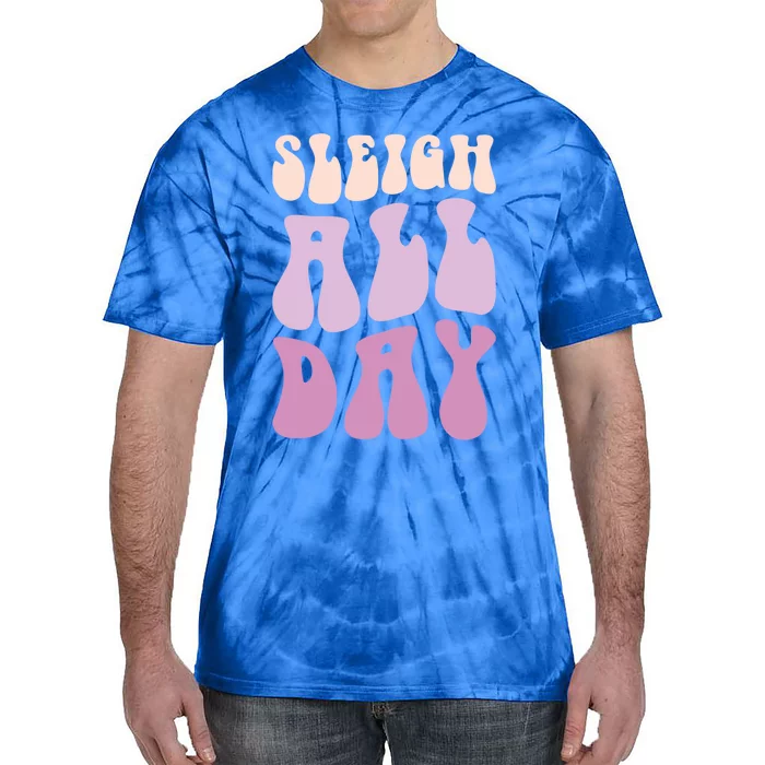 Pastel Winter Christmas Sleigh All Day Gift Tie-Dye T-Shirt