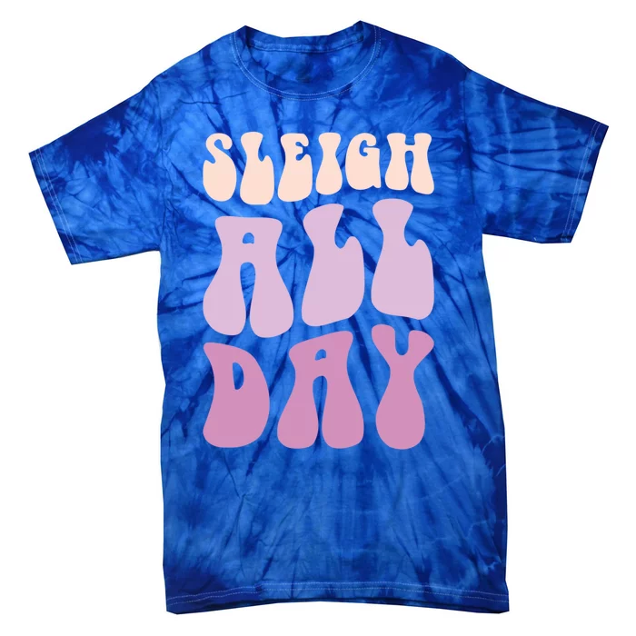 Pastel Winter Christmas Sleigh All Day Gift Tie-Dye T-Shirt