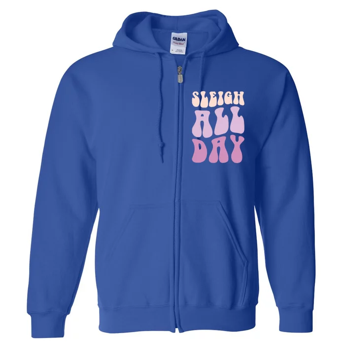 Pastel Winter Christmas Sleigh All Day Gift Full Zip Hoodie