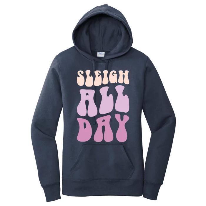 Pastel Winter Christmas Sleigh All Day Gift Women's Pullover Hoodie