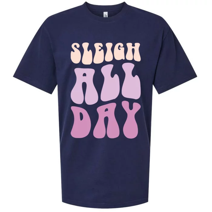 Pastel Winter Christmas Sleigh All Day Gift Sueded Cloud Jersey T-Shirt