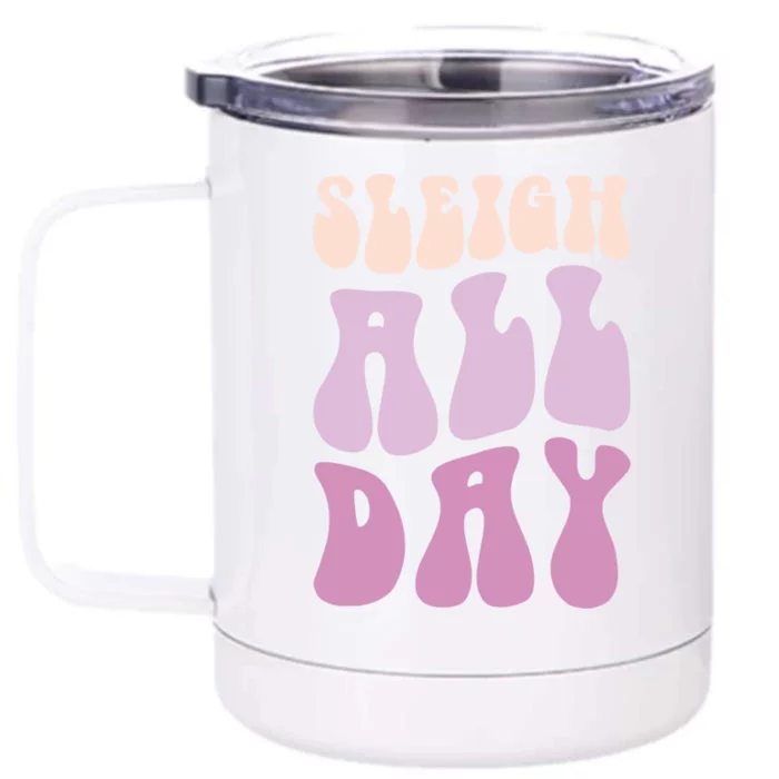 Pastel Winter Christmas Sleigh All Day Gift Front & Back 12oz Stainless Steel Tumbler Cup