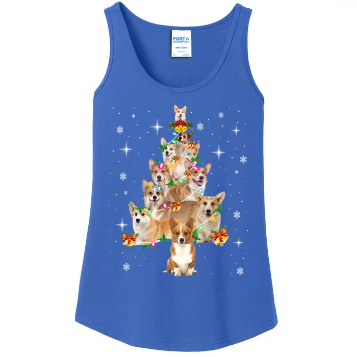 Pembroke Welsh Corgi Christmas Tree Lights Xmas Pajama Dog Funny Gift Ladies Essential Tank