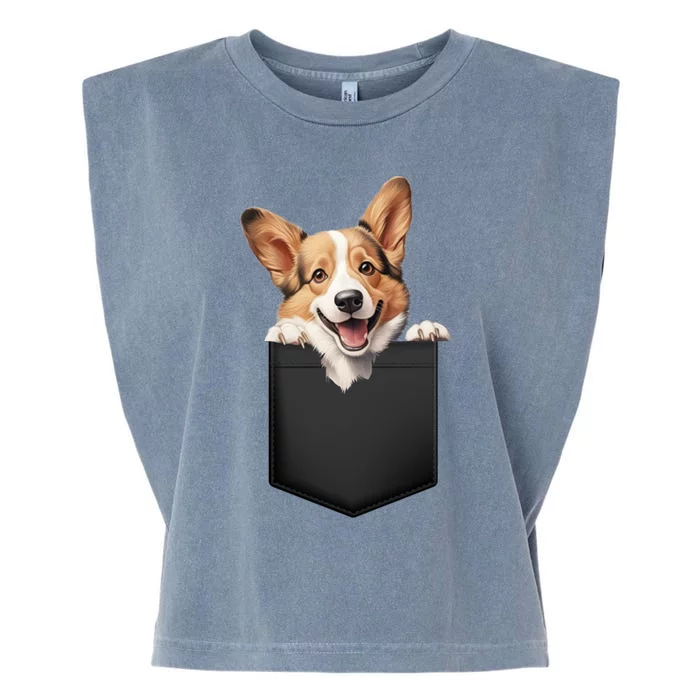 Pembroke Welsh Corgi In Pocket For Dog Canine Enthusiasts Gift Garment-Dyed Women's Muscle Tee