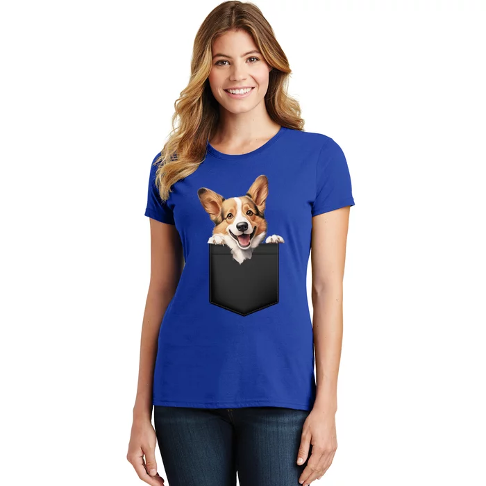 Pembroke Welsh Corgi In Pocket For Dog Canine Enthusiasts Funny Gift Women's T-Shirt