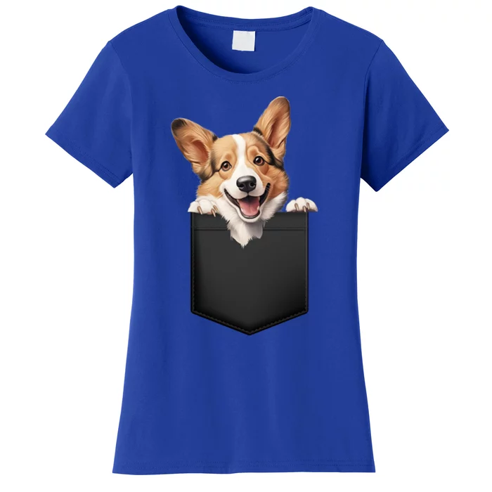 Pembroke Welsh Corgi In Pocket For Dog Canine Enthusiasts Funny Gift Women's T-Shirt