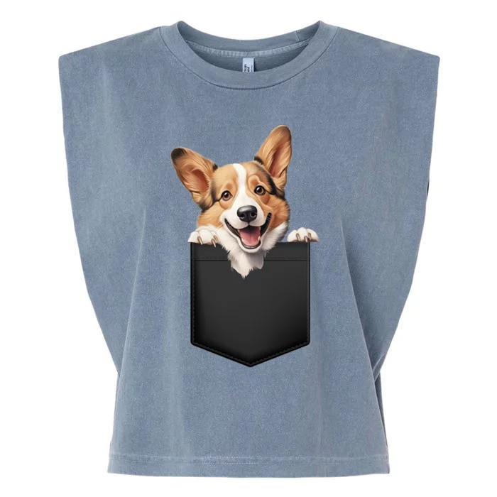 Pembroke Welsh Corgi In Pocket For Dog Canine Enthusiasts Funny Gift Garment-Dyed Women's Muscle Tee