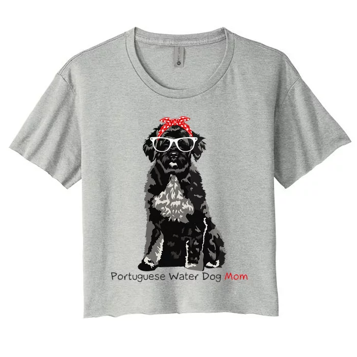 Portuguese Water Dog Mom Retro Mothers Day Gift Idea Women's Crop Top Tee