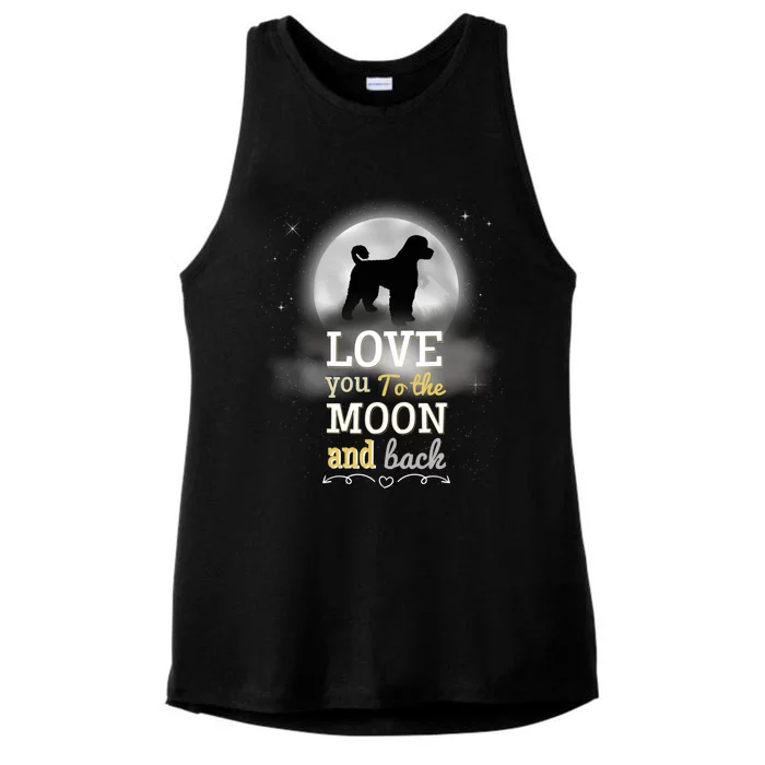 Portuguese Water Dog Love To The Moon Gift Ladies Tri-Blend Wicking Tank