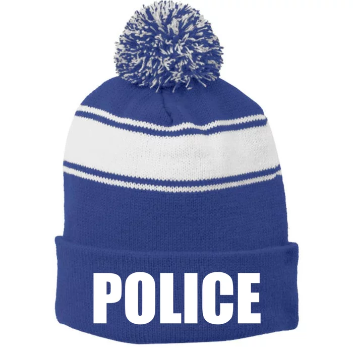 Police Work Employee Military Uniform Security Gift Stripe Pom Pom Beanie