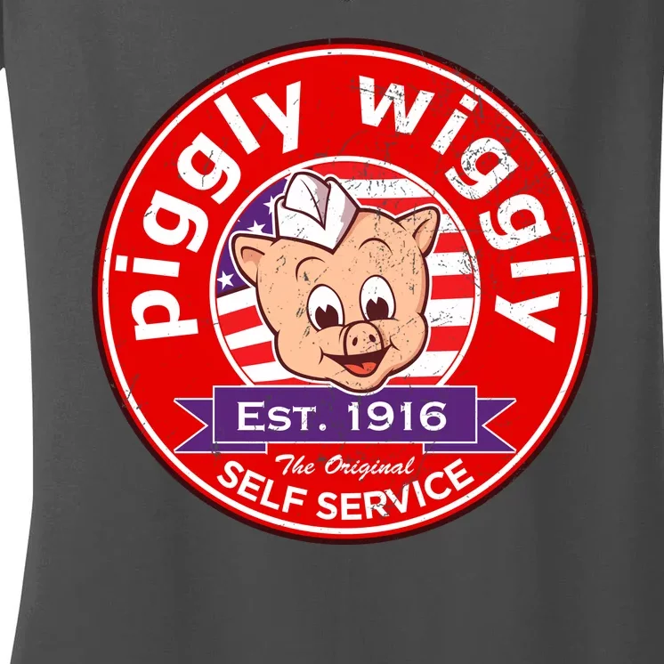 Piggly Wiggly Est 1916 Self Service Retro Women's V-Neck T-Shirt