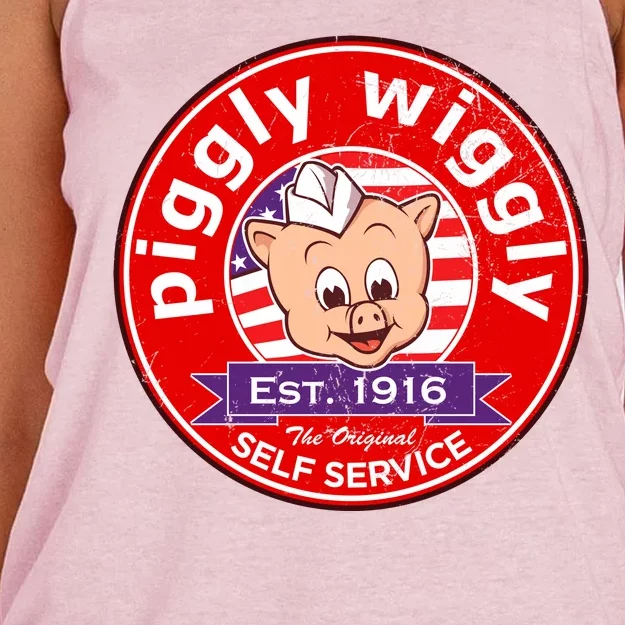 Piggly Wiggly Est 1916 Self Service Retro Women's Knotted Racerback Tank