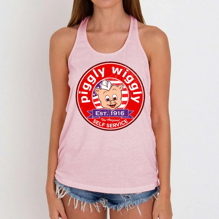 Piggly Wiggly Est 1916 Self Service Retro Women's Knotted Racerback Tank