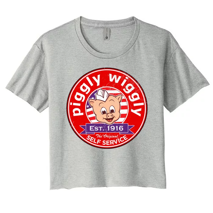 Piggly Wiggly Est 1916 Self Service Retro Women's Crop Top Tee