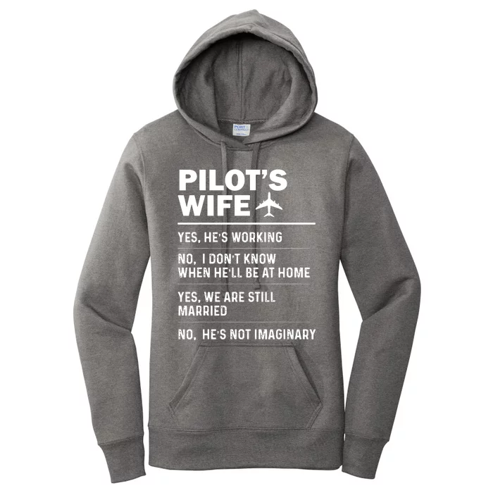 Pilots Wife Funny Aviation Airline Pilot Husband Aviator Women's Pullover Hoodie