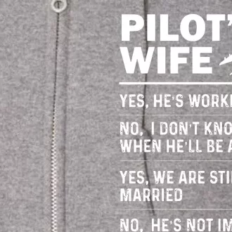 Pilots Wife Funny Aviation Airline Pilot Husband Aviator Full Zip Hoodie