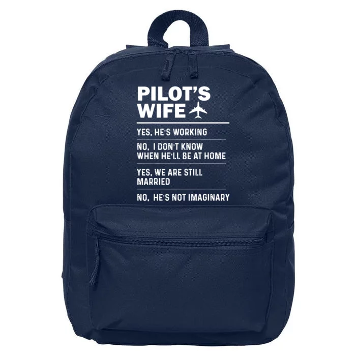 Pilots Wife Funny Aviation Airline Pilot Husband Aviator 16 in Basic Backpack