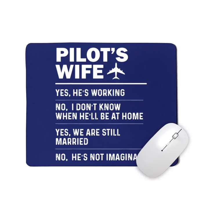 Pilots Wife Funny Aviation Airline Pilot Husband Aviator Mousepad