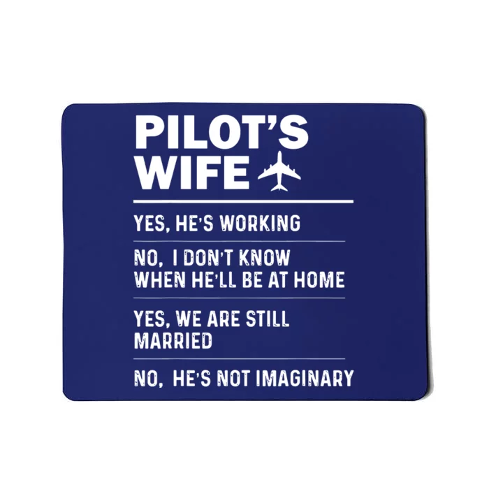 Pilots Wife Funny Aviation Airline Pilot Husband Aviator Mousepad