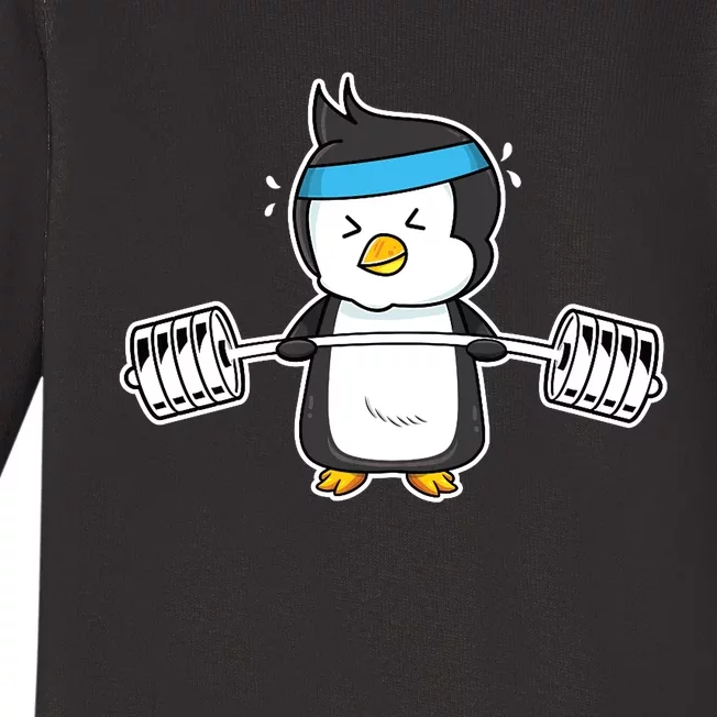 Penguin Weightlifting Funny Penguin Lovers Weightlifter Gym Premium Baby Long Sleeve Bodysuit